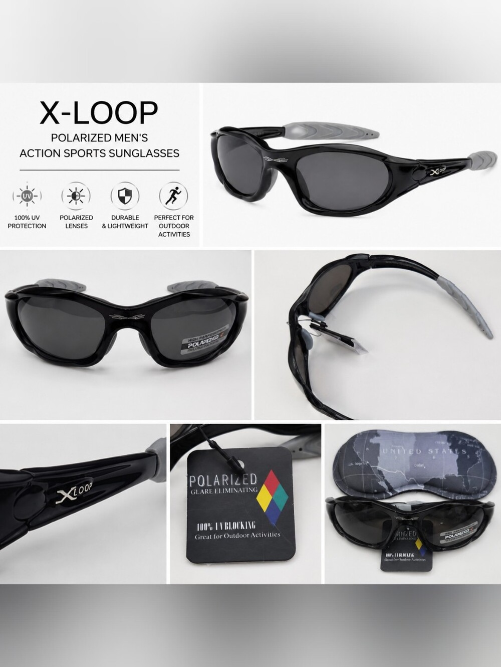 X-loop Polarized Mens Action Sports  Sunglasses Bridge Width 15mm
